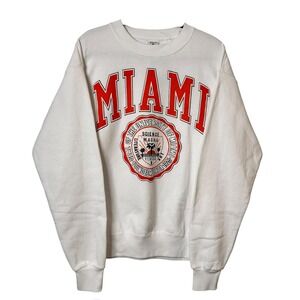 Vintage 90s Miami Hurricanes White Crewneck Sweatshirt Size L (A8586)